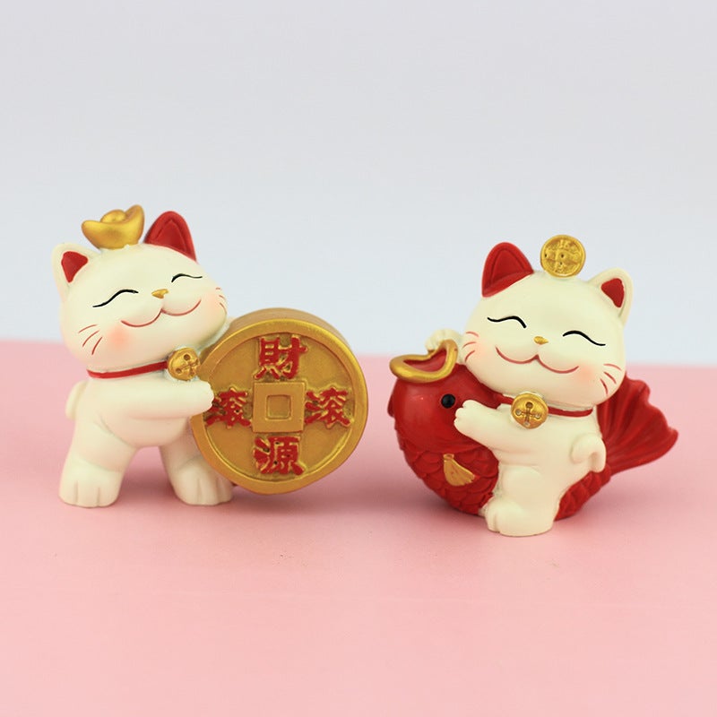 Generic Creative shake head lucky cat car decoration hand resin doll home desk decoration opening gift 8042 koi 8043 money rolling in