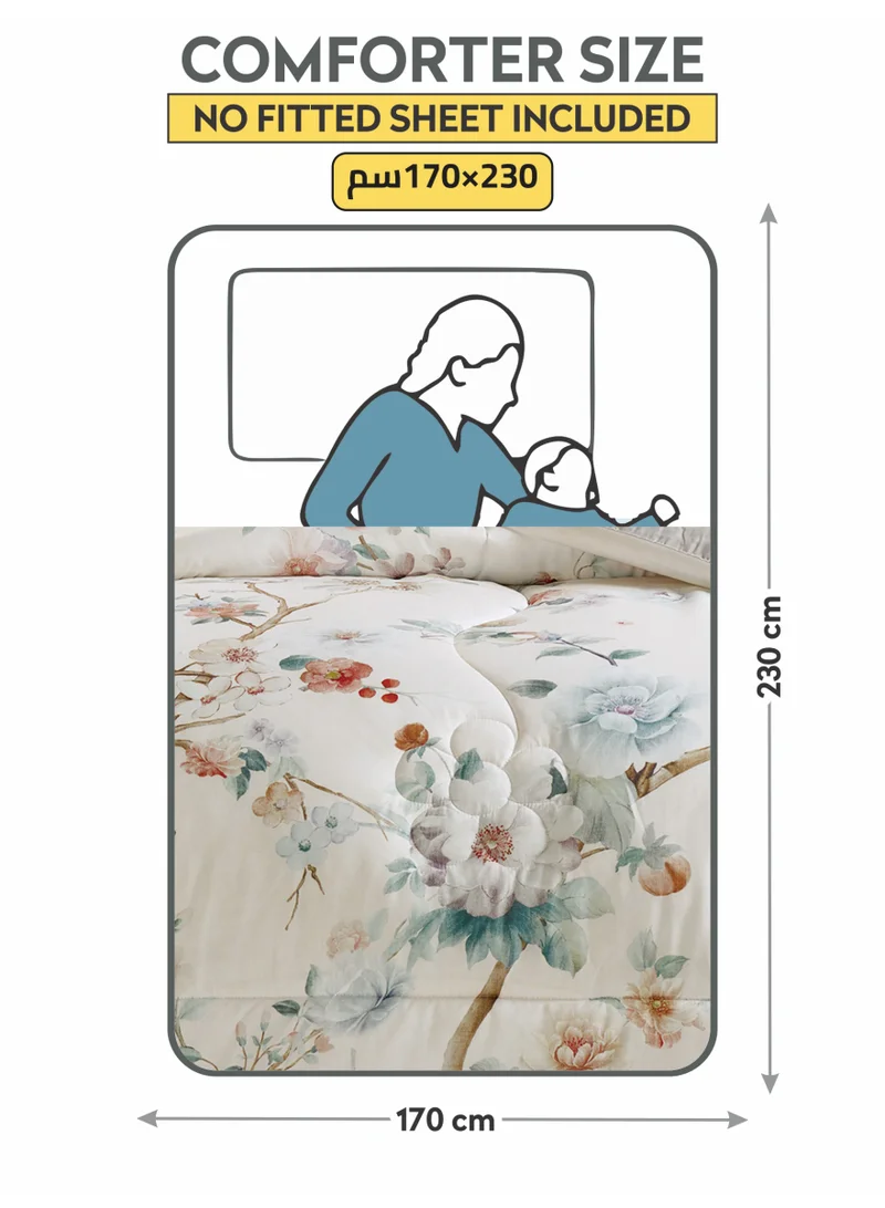 Donetella Bedding Comforter Set, twin Size 170x230 cm - 2-Pcs Digital Print Quilted Bed Set, Microfiber Fabric - 1 Comforter, 1 Pillow Shams.
