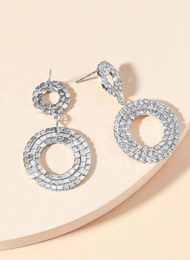 تايك تو Take Two Embellished Double-Circle Earrings