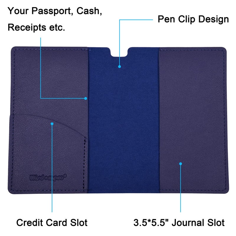 Wisdompro Journal Cover, 2 Pack PU Leather Notebook Cover for Field Notes, or other 3.5" x 5.5" Pocket Notebooks - Blue - Image 5