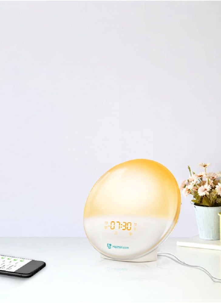 HeimVision Heimvision Sunrise Alarm Clock, Smart Wake up Light Sleep Aid Digital Alarm Clock with Sunset Simulation and FM Radio, 4 Alarms /7 Alarm Sounds/Snooze/20 Brightness | A80S  - Image 2