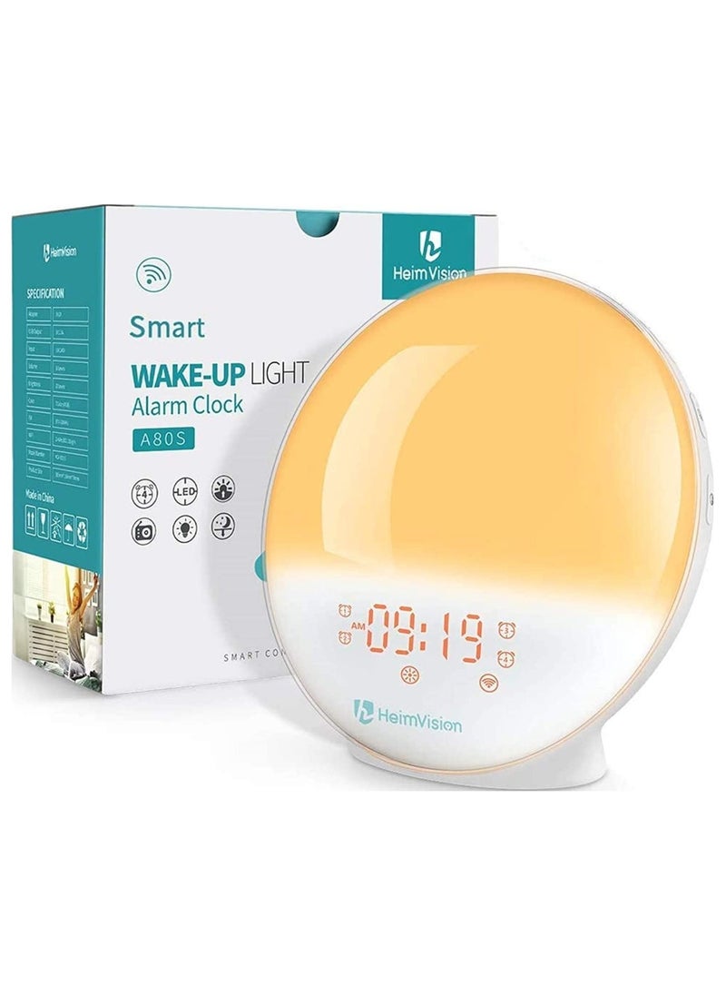 HeimVision Heimvision Sunrise Alarm Clock, Smart Wake up Light Sleep Aid Digital Alarm Clock with Sunset Simulation and FM Radio, 4 Alarms /7 Alarm Sounds/Snooze/20 Brightness | A80S  - Image 1