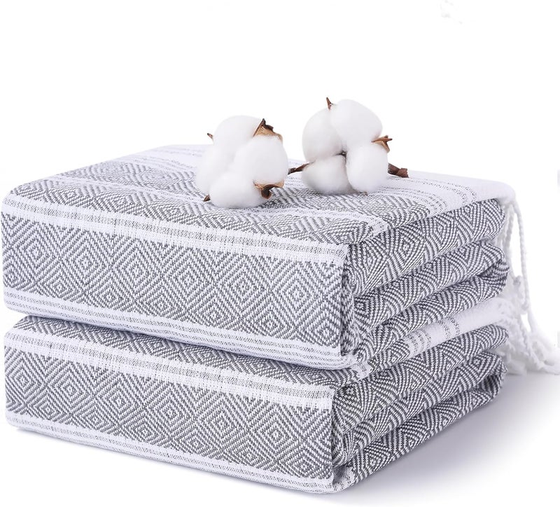 Antfuny 2 Packs Cotton Turkish Beach Towels Quick Dry Sand Free Oversized Pool Bath Swim Towel Extra Large Xl Big Blanket Adult Travel Essentials Cruise Accessories Must Haves Clearance Vacation Stuff - Image 1