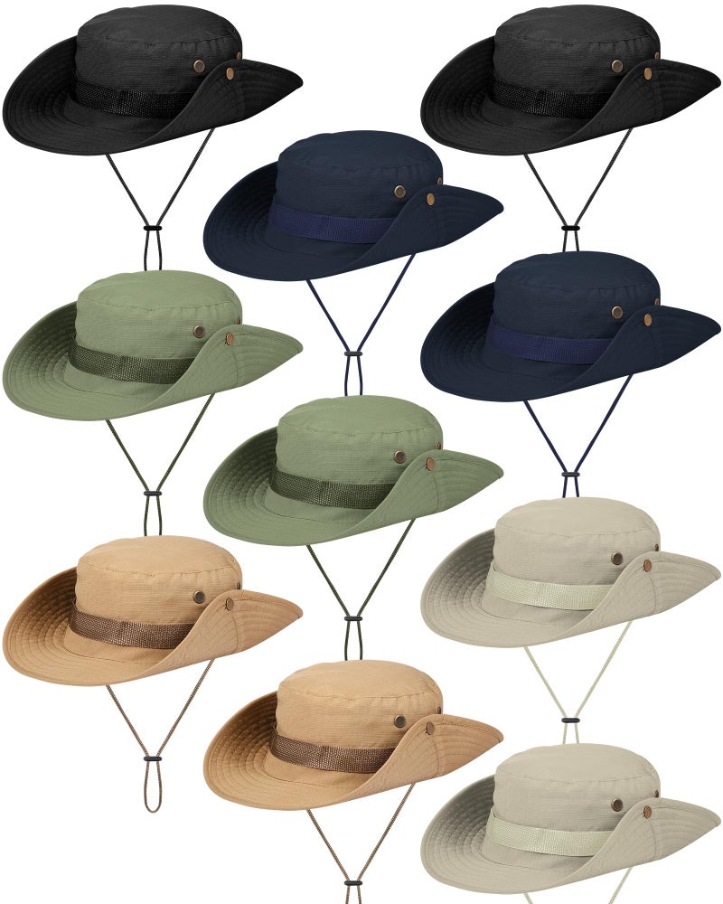 Foaincore 10 Pcs Wide Brim Boonie Hat Bucket Hats Camo Solid UV Sun Protection Fishing Hat for Men Women Safari Hunting Hiking Colorful - Image 2