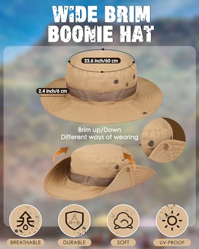 Foaincore 10 Pcs Wide Brim Boonie Hat Bucket Hats Camo Solid UV Sun Protection Fishing Hat for Men Women Safari Hunting Hiking Colorful - Image 3