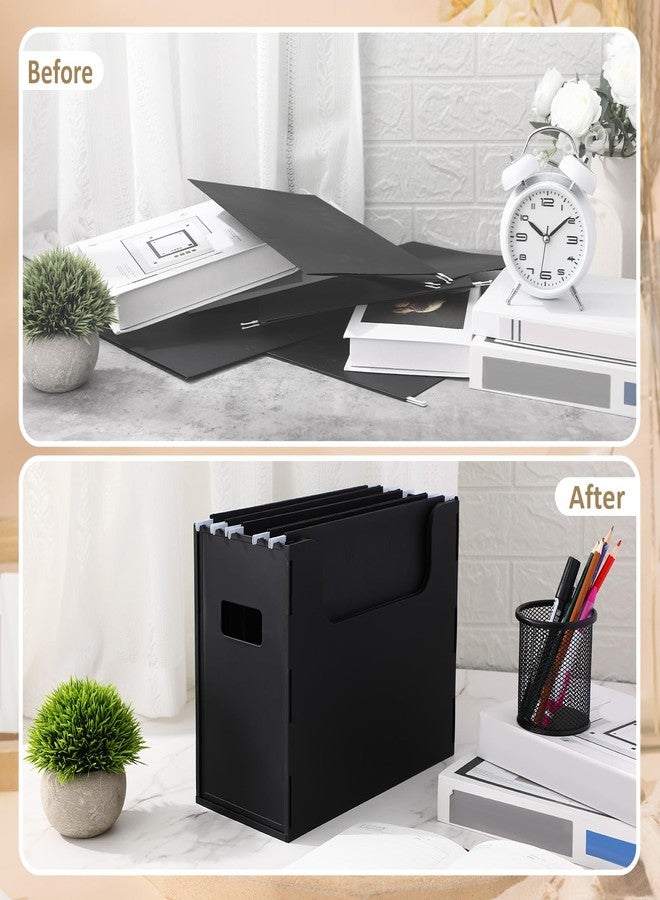 Trandraft Portable Desktop File, Side Handles, Filing Organizer, Hanging File Folders, Letter Size for Schools Office Home(Black,2 Pcs) - Image 5
