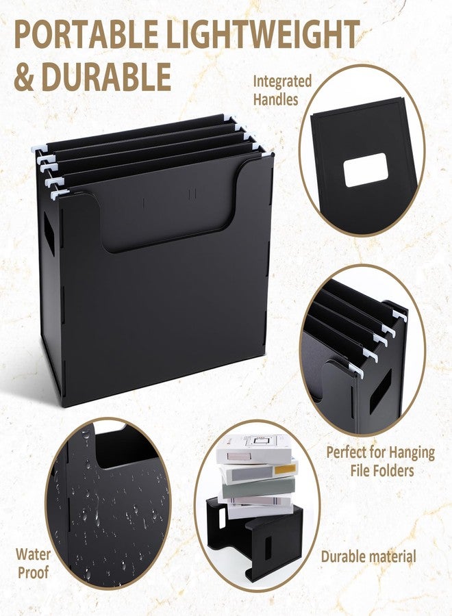Trandraft Portable Desktop File, Side Handles, Filing Organizer, Hanging File Folders, Letter Size for Schools Office Home(Black,2 Pcs) - Image 3