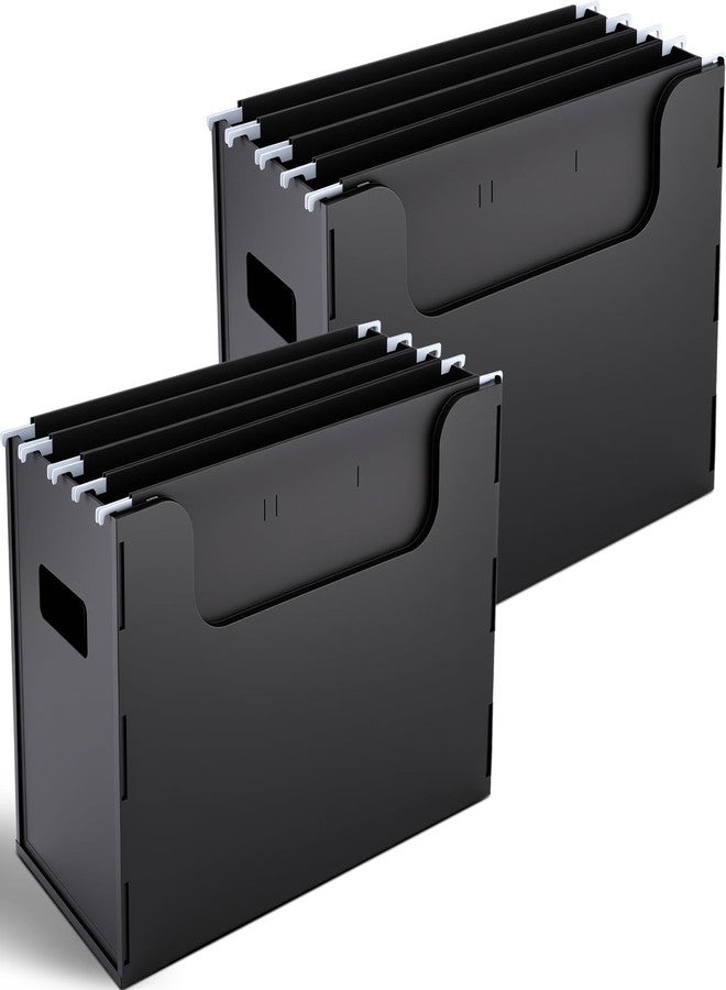 Trandraft Portable Desktop File, Side Handles, Filing Organizer, Hanging File Folders, Letter Size for Schools Office Home(Black,2 Pcs) - Image 1