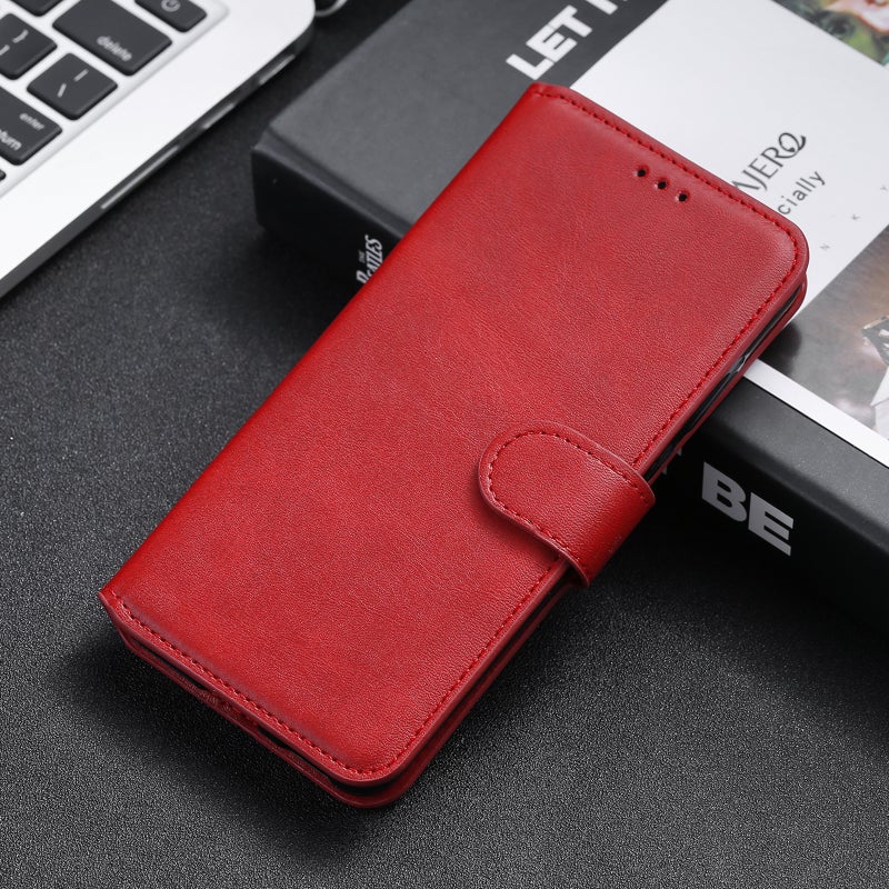 HuHa Protective Cover For Xiaomi Poco M4 Pro Classic Calf Texture PU + TPU Horizontal Flip Leather Case(Red) - Image 1