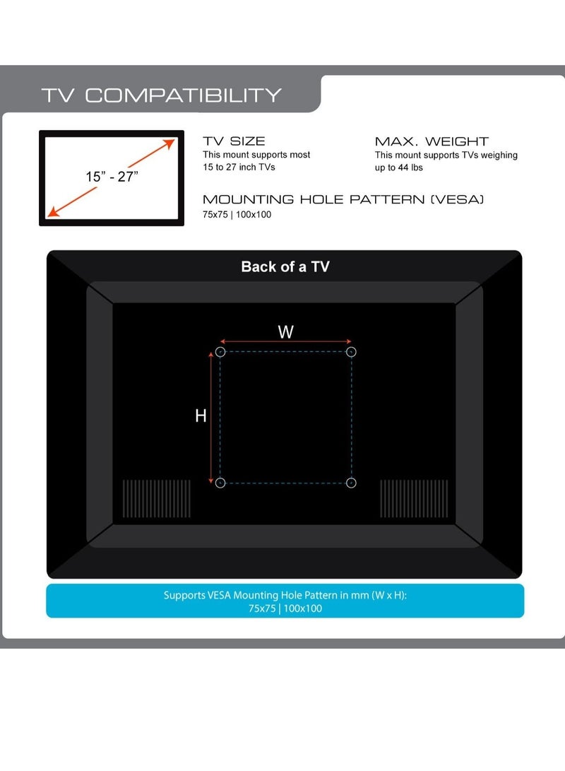ELTRAZONE Qg-TM-022-Blk Articulating TV Wall Mount /15-27 Black 13-27-Inch - Image 5
