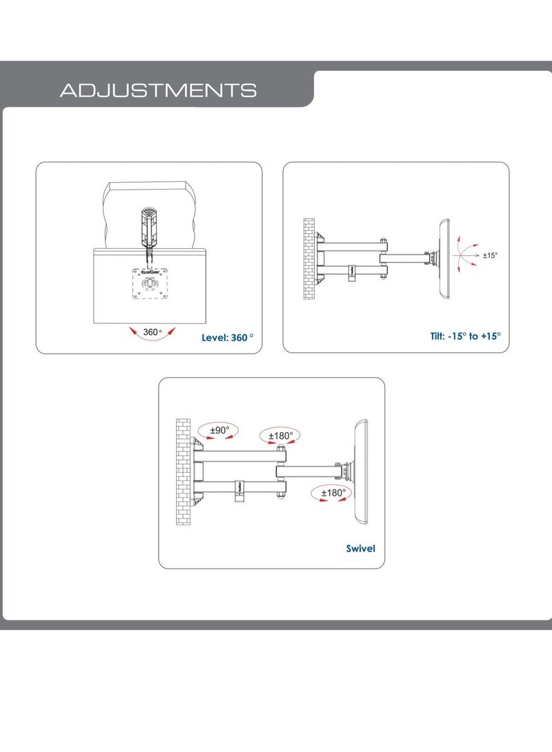 ELTRAZONE Qg-TM-022-Blk Articulating TV Wall Mount /15-27 Black 13-27-Inch - Image 4