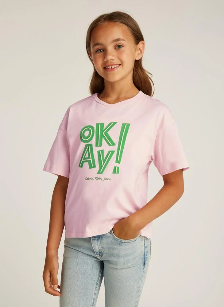 كالفن كلاين جينز Kids Graphic Logo Slim T-Shirt