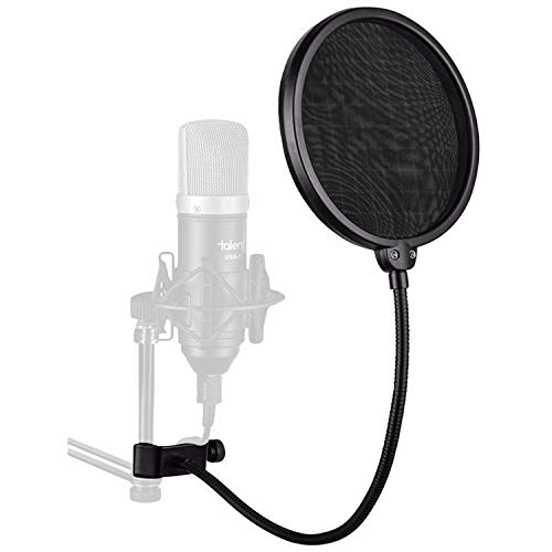Powerpak PF-100 6 inch Studio Microphone Pop Filter | For Singing, Music making, Smule, Studio Recording and YouTube | Shield Mask with 360 flexible pop filter screen with Gooseneck clip (Black) - Image 1