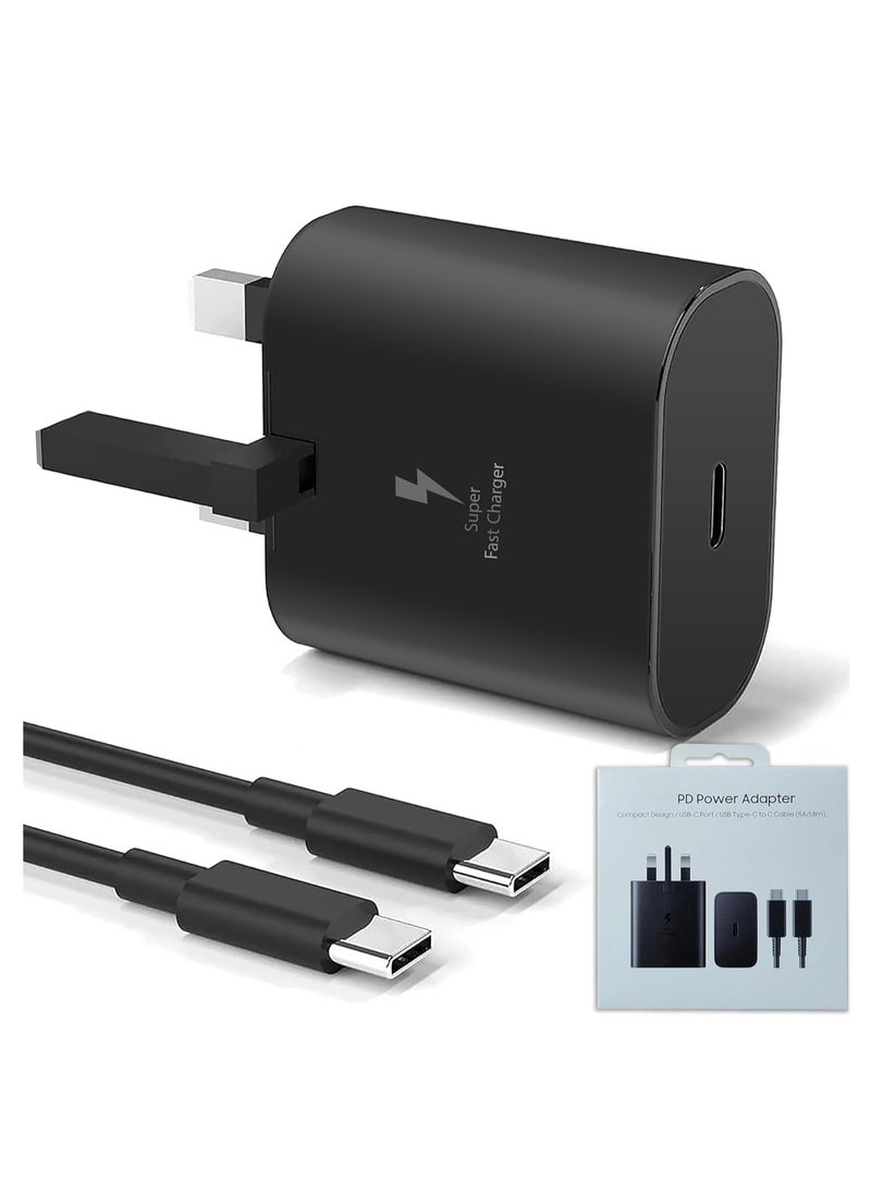 Generic - 25 Watt  Fast Charger Plug with 3.3 Feet USB C to C Cable,  Charger for Samsung Galaxy S25/S24/ S23/ S23 Plus/ S22/S22 Plus/S23 Ultra/Z Fold 5/S22 5G/Note 20/Note 20 Ultra/Tablets, - Image 1