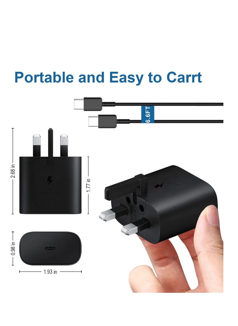 Generic - 25 Watt  Fast Charger Plug with 3.3 Feet USB C to C Cable,  Charger for Samsung Galaxy S25/S24/ S23/ S23 Plus/ S22/S22 Plus/S23 Ultra/Z Fold 5/S22 5G/Note 20/Note 20 Ultra/Tablets, - Image 1