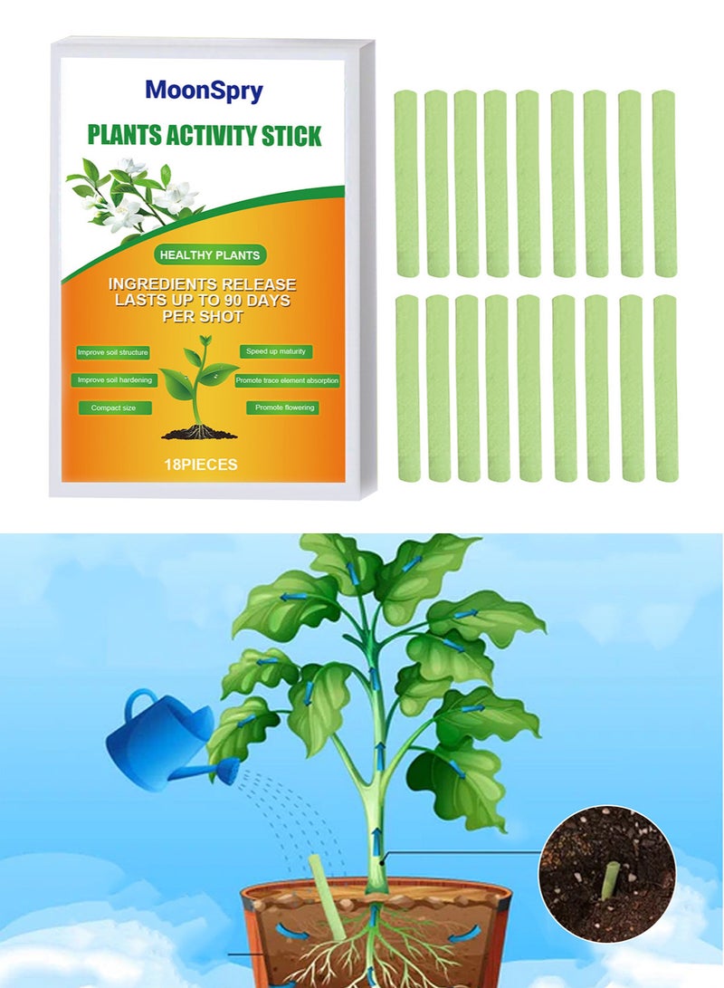 MOONSPRY 18pcs Fertilizer Spikes, Plant Growth Food Spikes for Indoor Outdoor, Growth Plant Food Sticks Continuous Feeding for all Flowering and Foliage Houseplants - Image 1