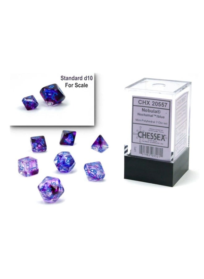 Chessex - Chessex Dice Set  10mm Nebula NocturnalBlue Luminary Polyhedral Dice Set  Dungeons and Dragons DD DND TTRPG Dice  Includes 7 Dice  D4 D6 D8 D10 D12 D20 D CHX20557 - Image 1