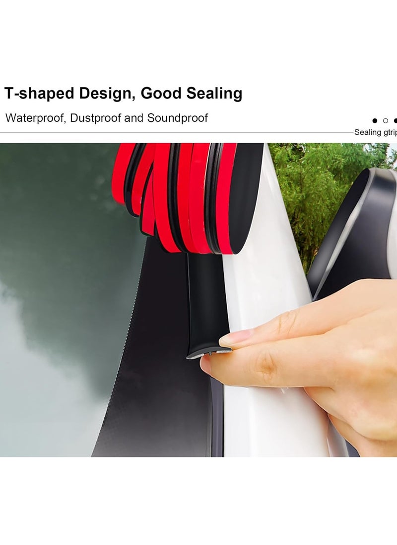 KASTWAVE - Car Weather Stripping, 19mm Car Sunroof Seal, Windshield Weather Seal Rubber Stripping Trim Weatherstrip Adhesive T Shape Sunroof Cover Leak Sound Proofing (5m) - Image 1