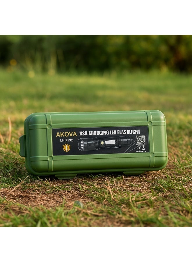 Akova Rechargeable LED Flashlight with USB Charging – Portable, High Power Light for Camping & Outdoor Use - Image 3