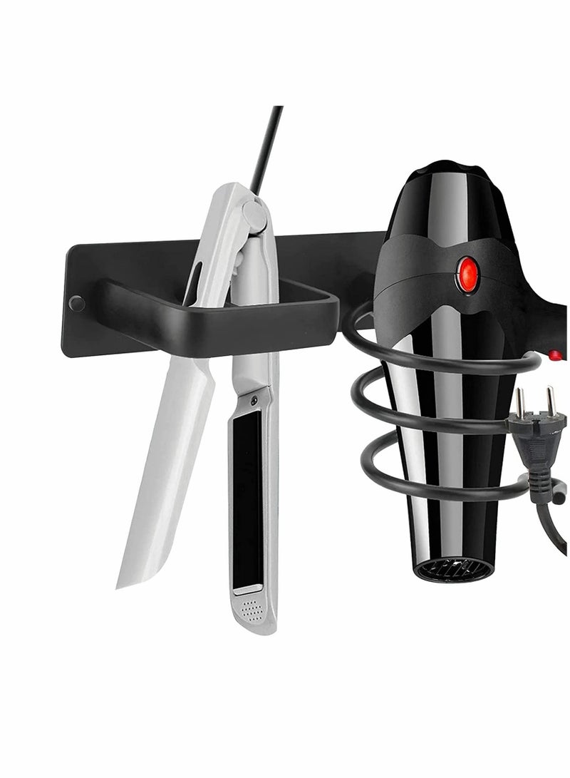 Excefore Hair Dryer Holder Wall Mount Wall Mount Aluminum Hair Blow Dryer Holder Organizer with Straightener Storage Stand Rack Hair Care Styling Tools Organizer Hanger for Bathroom Bedroom - Image 2