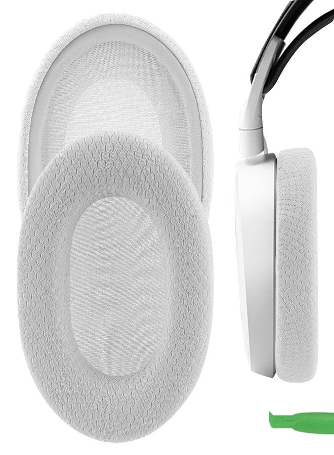 Geekria Comfort Mesh Fabric Replacement Ear Pads Compatible with SteelSeries Arctis 1/3/ 5/7/ 7+/ 7P/ 7P+/ 7X/ 7X+/ 9/ 9X, Arctis Pro/Prime Headphones, Ear Cushions (Light Grey) - Image 1