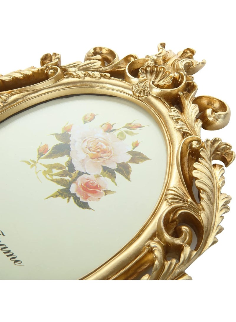 إطار صور ذهبي كلاسيكي فاخر من مادة الراتينج المزخرف بزهور، مع زجاج أمامي لوضع الصور - إطار طاولات أنيق بتصميم عتيق لديكور المنزل والمكتب (L) - Image 4