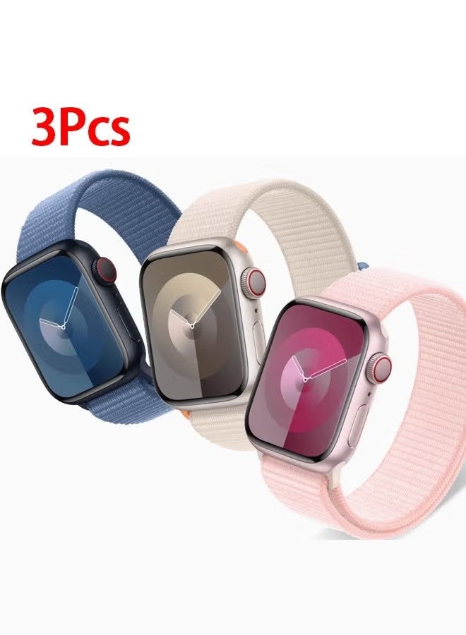3pcs Nylon Replacement Wrist Band for iWatch Series 10 46mm, Compatible with iWatch Band 42mm/44mm/45mm/46mm/49mm, for iWatch Ultra Series 10 9 8 SE 7 6 5 4 3 2 1 - Image 1