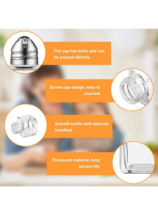 Mimorou Mimorou 100 Pack Mini Salt and Pepper Shakers Bulk 0.5 Oz, Small Cube Glass Spice Shaker Container with Stainless Steel Lid for Kitchen Restaurant Travel Home Camp Party Supplies  - Image 3