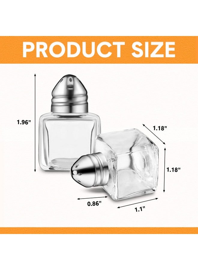 Mimorou Mimorou 100 Pack Mini Salt and Pepper Shakers Bulk 0.5 Oz, Small Cube Glass Spice Shaker Container with Stainless Steel Lid for Kitchen Restaurant Travel Home Camp Party Supplies  - Image 2