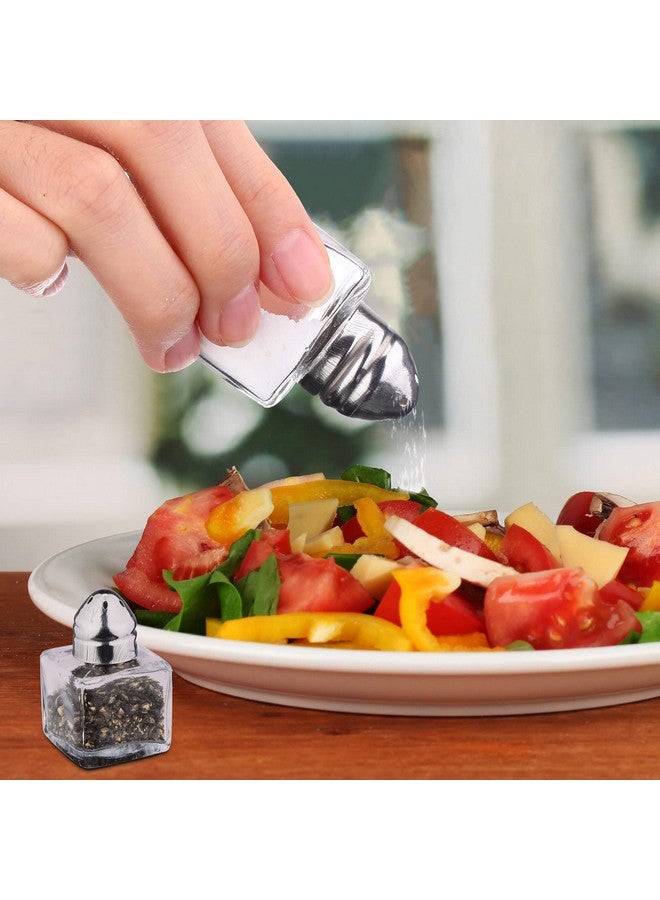 Mimorou Mimorou 100 Pack Mini Salt and Pepper Shakers Bulk 0.5 Oz, Small Cube Glass Spice Shaker Container with Stainless Steel Lid for Kitchen Restaurant Travel Home Camp Party Supplies  - Image 4