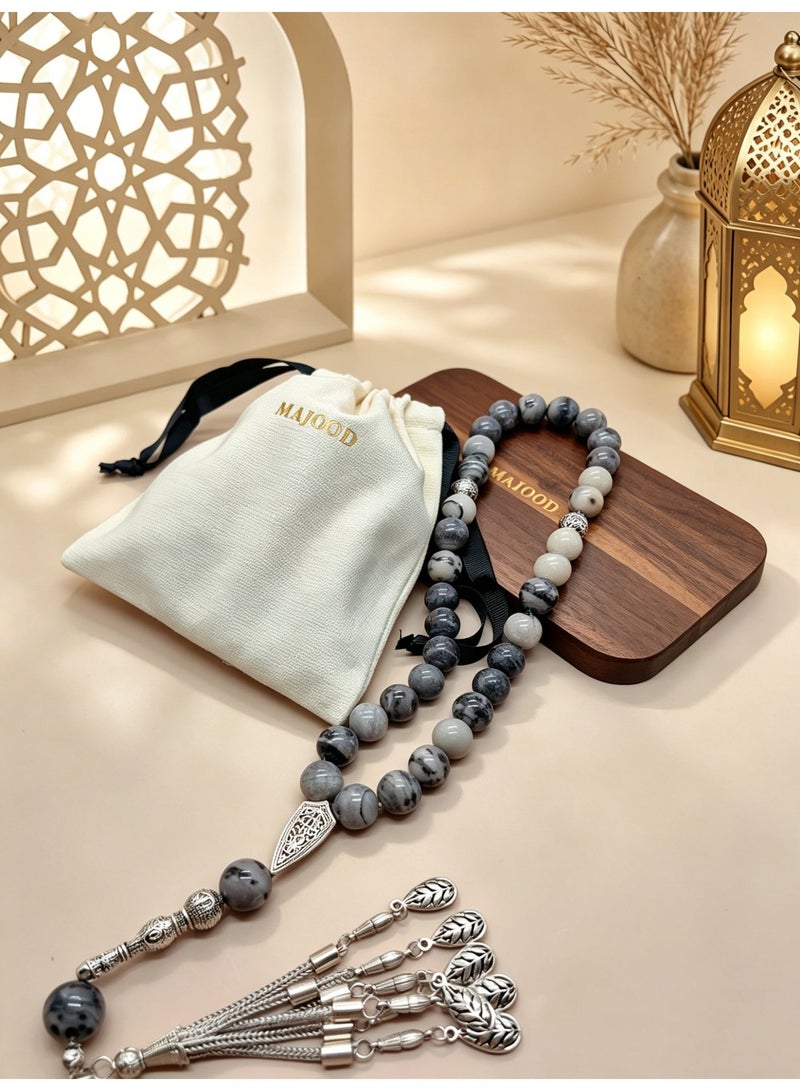 MAJOOD 33-bead Natural Stone Prayer Beads / Tasbih / 14mm/Muslim Prayer Beads Handmade/For Men And Women/Ramadan Gifts - Image 4
