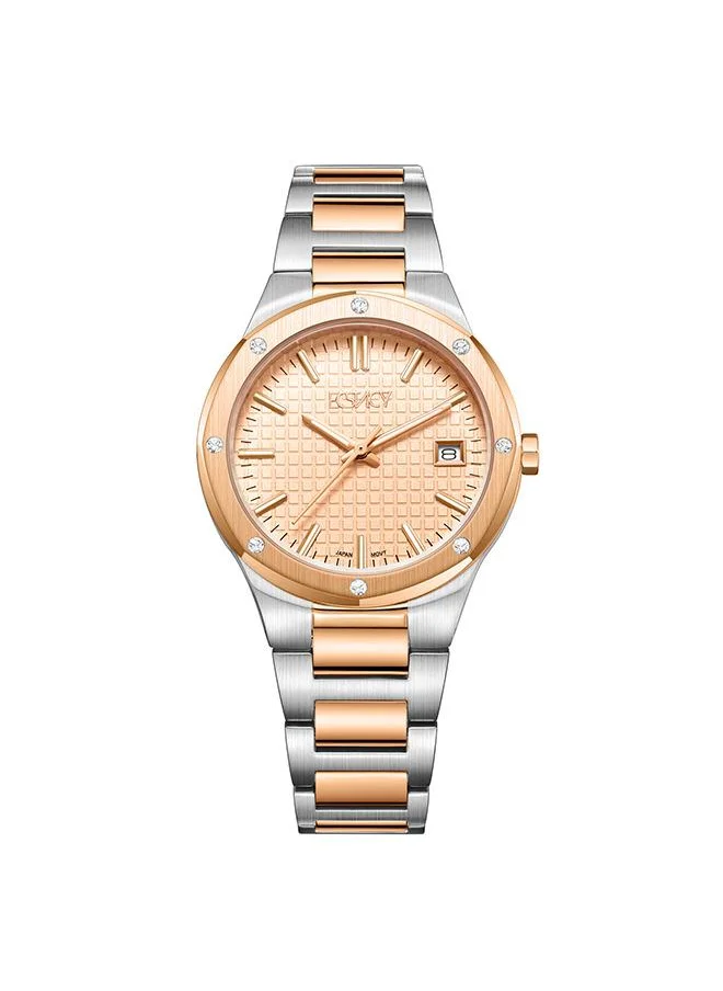 ECSTACY Ecstacy E23509-KBKK Women's Analog Display Watch & Stainless Steel Strap Two Tone Rose Gold