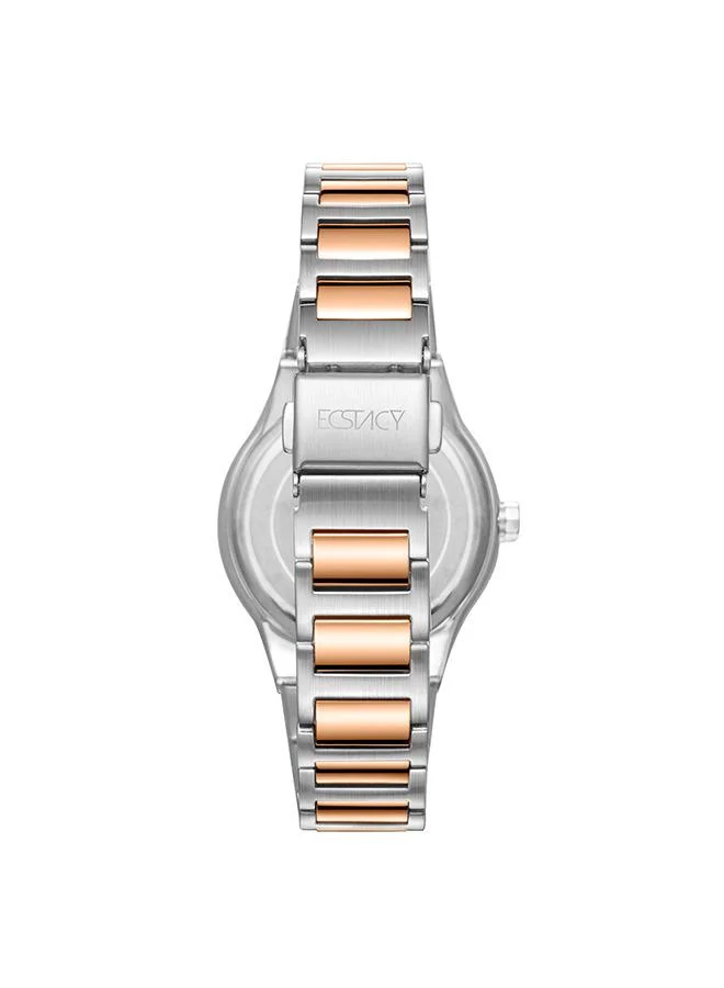 ECSTACY Ecstacy E23509-KBKK Women's Analog Display Watch & Stainless Steel Strap Two Tone Rose Gold
