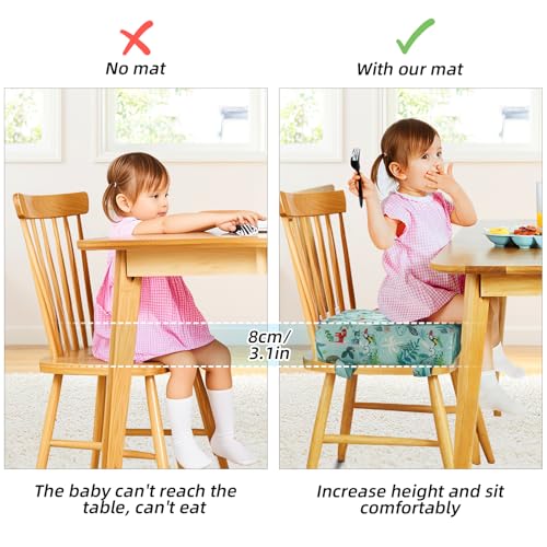 Zicac Portable High Chair Increasing Seat Cushion for Travel Dining Seat Pad for Toddler Kids Baby Infant Washable Thick Chair Seat Pads (Green) - Image 4