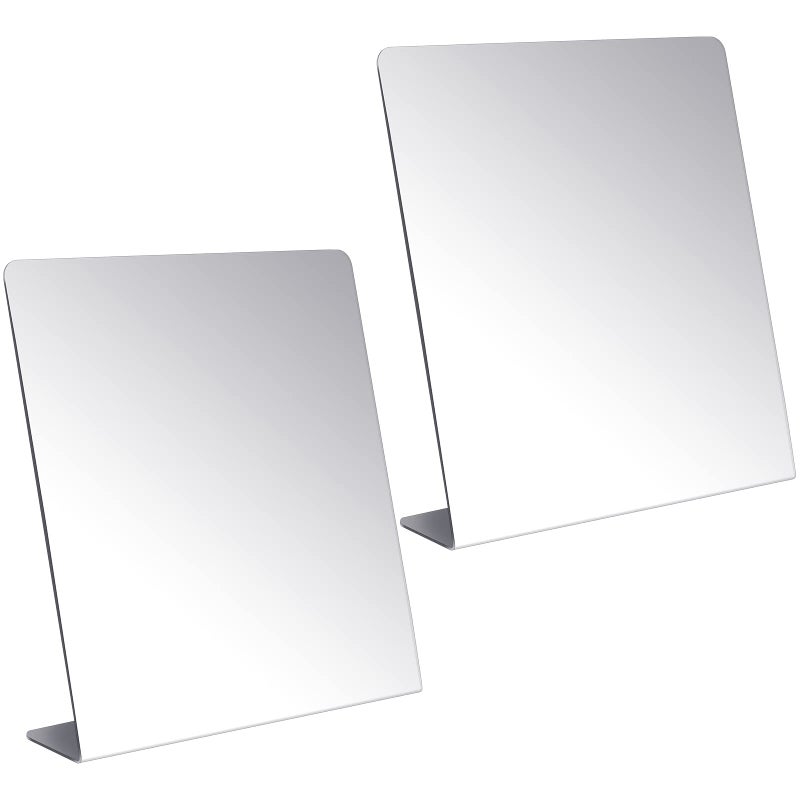 Amyhill 2 Pcs Counter Top Mirror Freestanding Mirror Single Sided Acrylic Desk Mirror for Tabletop Bedroom Office Bathroom Dorm Home 85 x 11 Inch