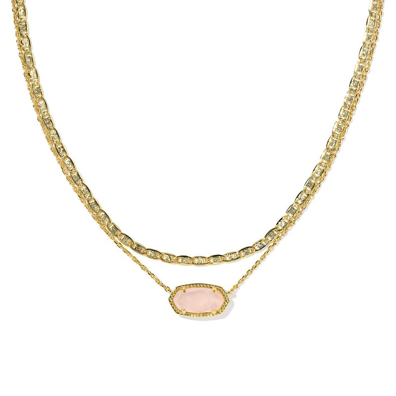 Kendra Scott Elisa Multi Strand Necklace, 14k Gold-Plated Brass, Fashion Jewelry for Women, Rose Quartz - Image 1