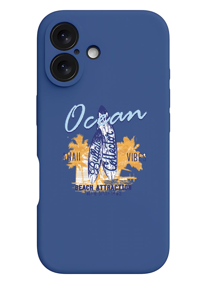 Theodor iPhone 16 Plus Blue Protective Slim Fit Case Liquid Silicone Cover with Full Body Protection Anti-Scratch Shockproof Case For iPhone - Ocean - Image 1