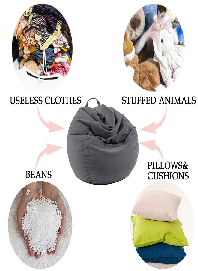 LPMOERA Stuffed Animal Storage Bean Bag Chair Cover (No Filler) For Kids and Adults.Pets Dogs/Cats Lazy Beds.Soft Premium Corduroy Stuffable Bean Bag For Organizing Children Plush Toys or Memory Foam - Image 4