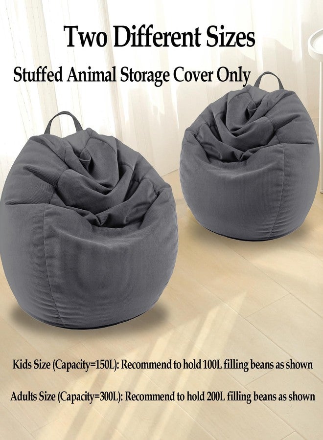 LPMOERA Stuffed Animal Storage Bean Bag Chair Cover (No Filler) For Kids and Adults.Pets Dogs/Cats Lazy Beds.Soft Premium Corduroy Stuffable Bean Bag For Organizing Children Plush Toys or Memory Foam - Image 2