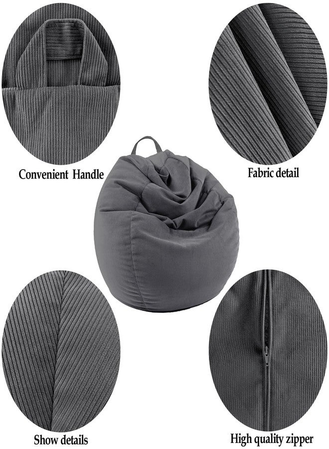LPMOERA Stuffed Animal Storage Bean Bag Chair Cover (No Filler) For Kids and Adults.Pets Dogs/Cats Lazy Beds.Soft Premium Corduroy Stuffable Bean Bag For Organizing Children Plush Toys or Memory Foam - Image 3
