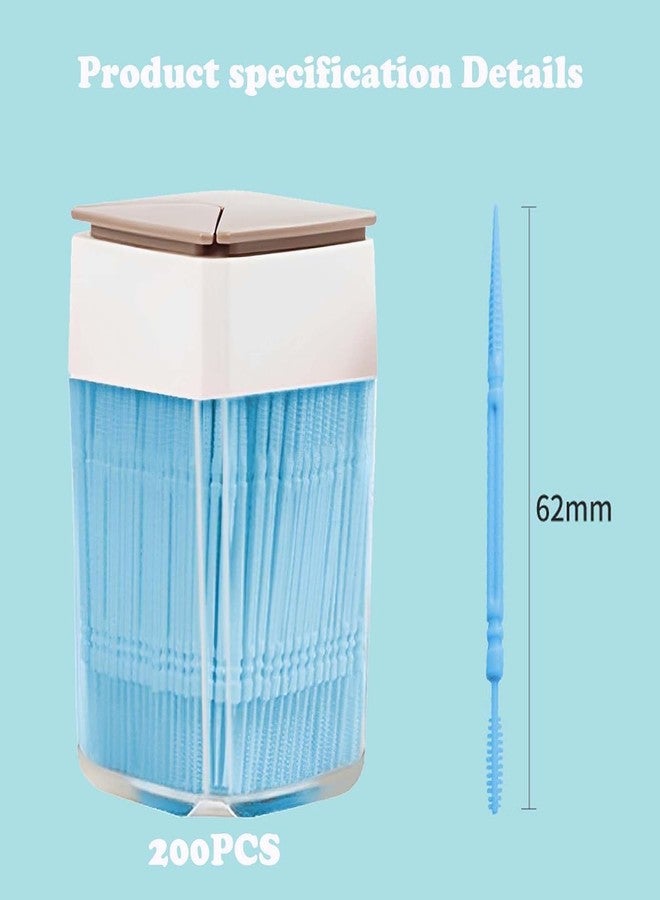 Street27® 200 Pcs Interdental Brush Ultra Tight Bristles Tooth Flossing Double Head Oral Dental Hygiene Brush Tooth Pick Flosser Toothpick Sticks For Teeth Oral Dental Care Brush Cleaning Tool (Blue) - Image 2