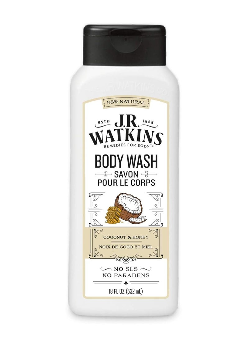 J.R.WATKINS J.R. Watkins Daily Moisturizing Coconut Milk and Honey Body Wash, 18 Fl Oz  - Image 1