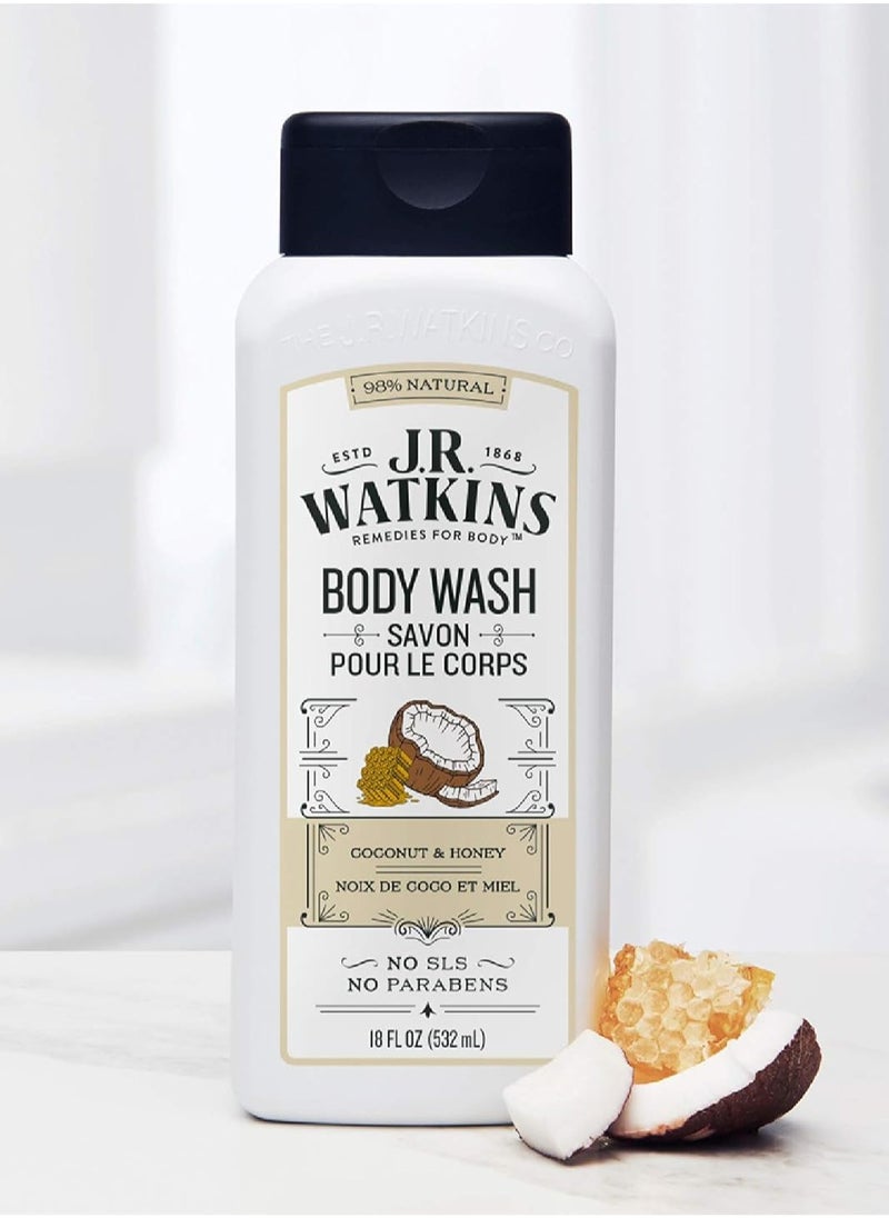 J.R.WATKINS J.R. Watkins Daily Moisturizing Coconut Milk and Honey Body Wash, 18 Fl Oz  - Image 2
