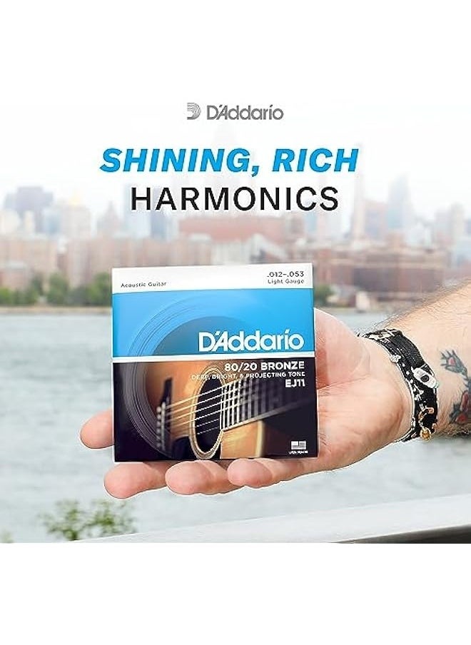 D'Addario Guitar Strings - Acoustic Guitar Strings - 80/20 Bronze - For 6 String Guitar - Deep, Bright, Projecting Tone - EJ13 - Custom Light, 11-52(Pack of 1)  - Image 4