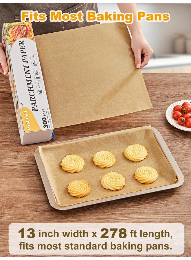 SMARTAKE SMARTAKE Parchment Paper Roll for Baking, 13 in x 278 ft, 300 sq.ft, Non-Stick Baking Paper Sheets with Slide Cutter, Heavy Duty Extra Long, for Kitchen Baking Cooking Grilling Steaming, Unbleached - Image 2