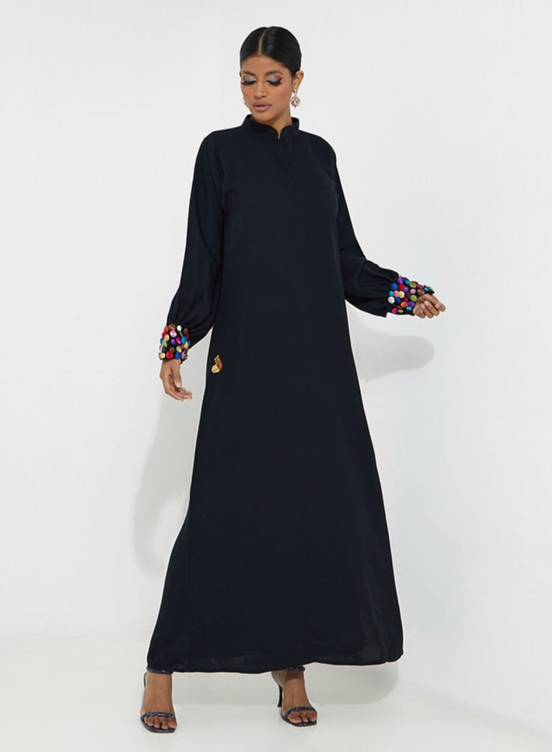 روزيت عباية عباية بأزرار ملونة على  الأكمام - Image 2