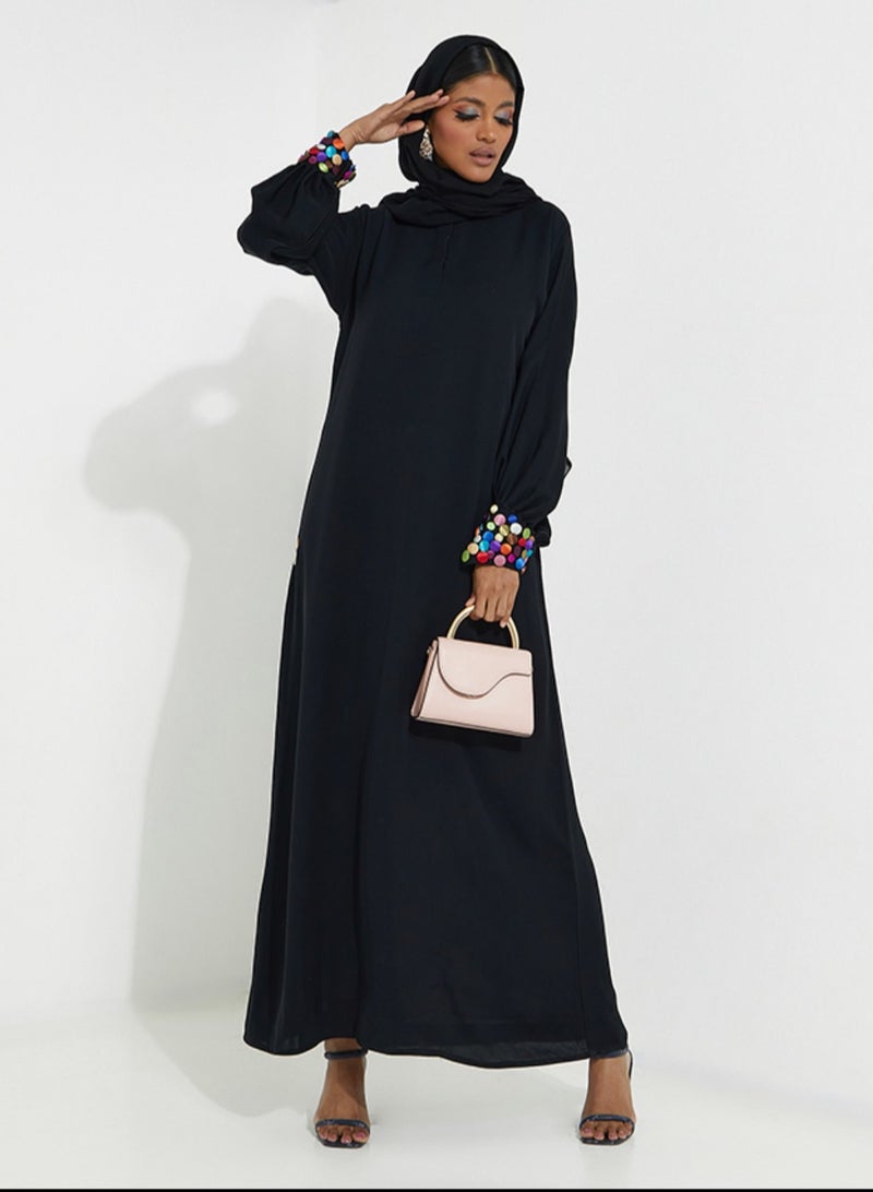 روزيت عباية عباية بأزرار ملونة على  الأكمام - Image 1