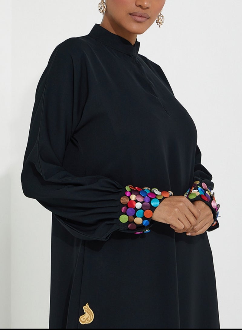 روزيت عباية عباية بأزرار ملونة على  الأكمام - Image 3