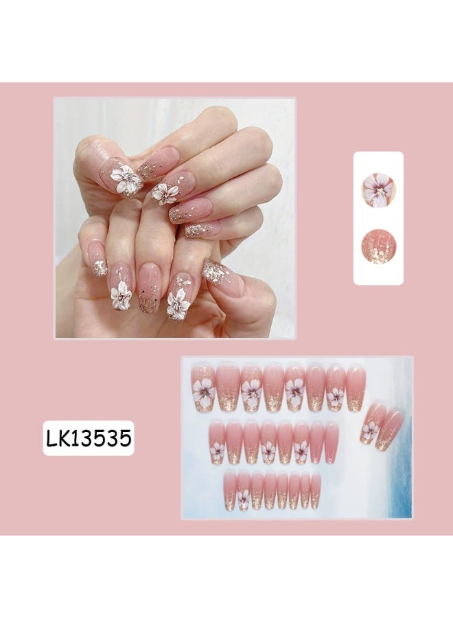 Goolsky Floral Dots Press-on Nails Long for Students Daily Sweet Look - Image 4