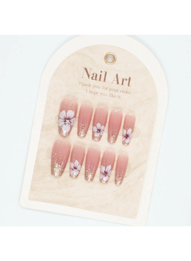 Goolsky Floral Dots Press-on Nails Long for Students Daily Sweet Look - Image 3